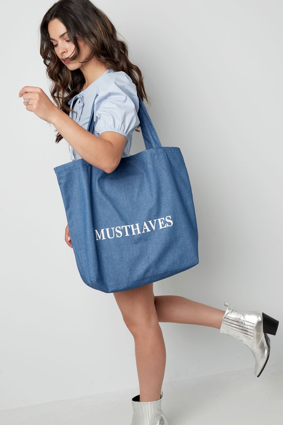 Denim shopper - musthave blauw