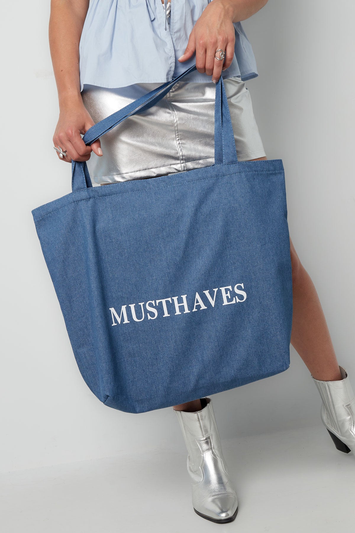 Denim shopper - musthave blauw