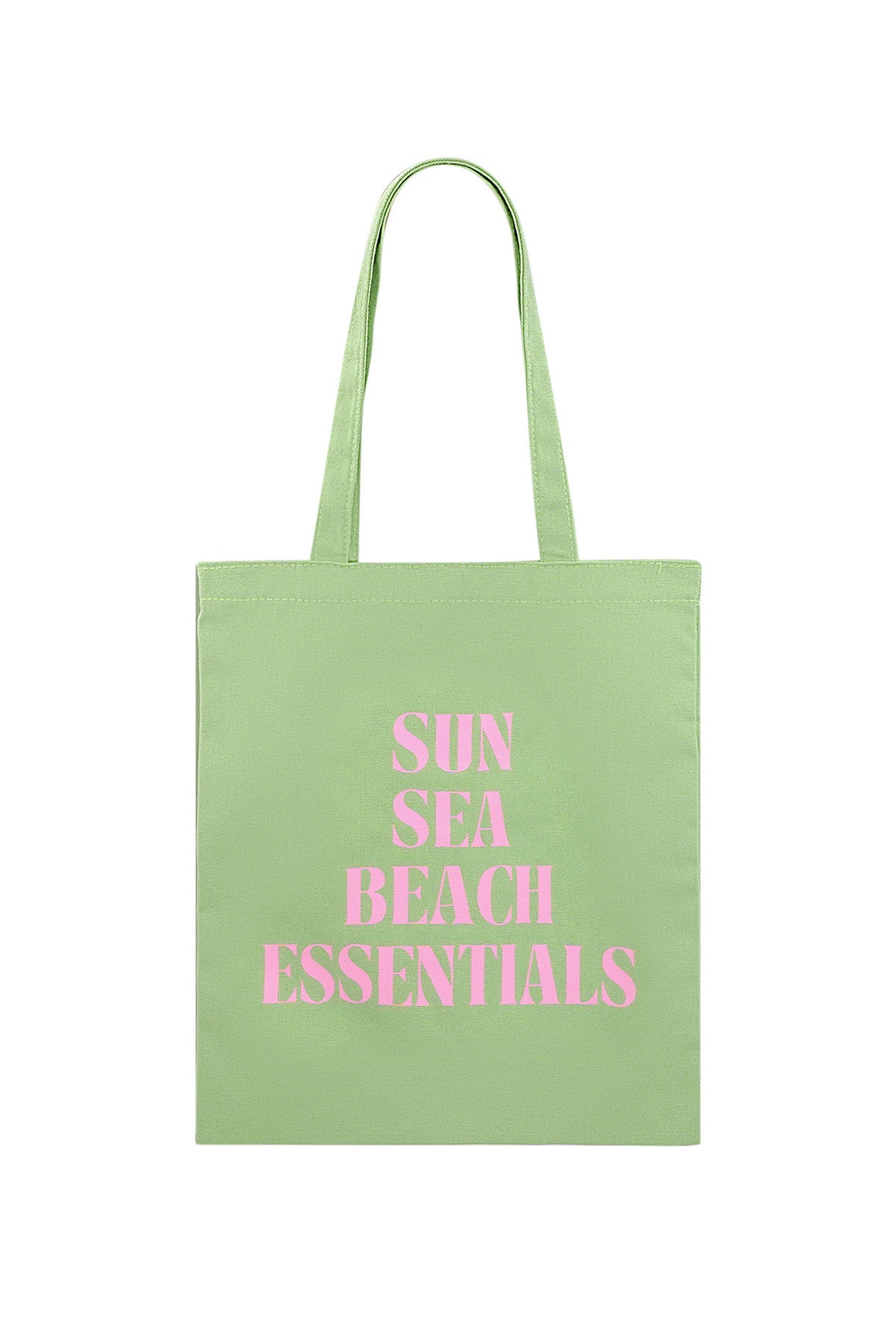 Canvas shopper - sun sea beach groen/roze