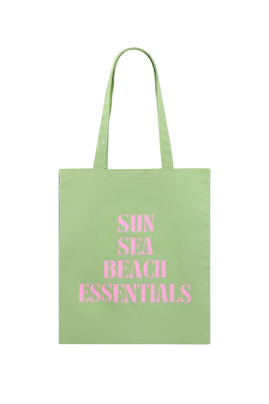 Canvas shopper - sun sea beach groen/roze