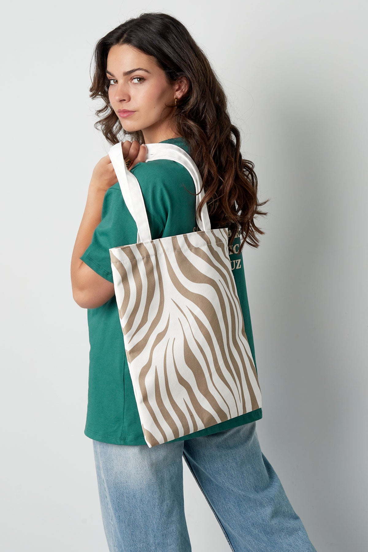 Canvas shopper - zebraprint beige