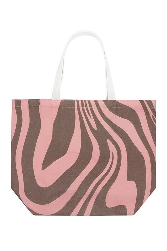 Canvas shopper - zebraprint bruin roze