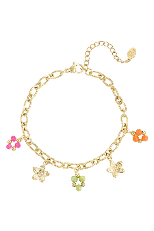 Bedelarmband met bloemetjes